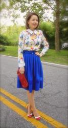 Bird Printed Shirt & Midi Skirt