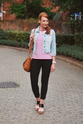 How to Style Red Breton Stripes | With Black Skinny Jeans and a Denim Jacket