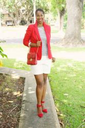 Red Blazer and Stripes