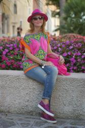 Fuchsia indian embroidered top