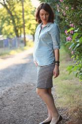 Maternity Style: Chambray & Stripes 