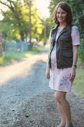 Maternity Style: Floral Dress and a Utility Vest