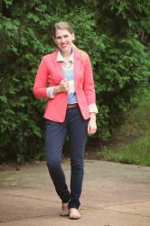 Coral Blazer and Stripes