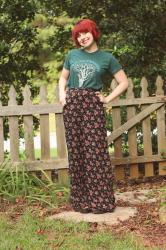 Outfit: Floral Wide Legged Pants with a Green Concert T-shirt