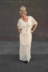 {Buttoned Lace Maxi Dress}