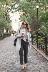 What to Wear to Work | Spotted Top + Black Trousers 