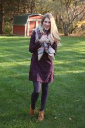 Plaid Dress and Blanket Scarf