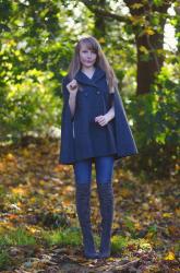 The Grey Cape & Over The Knee Boots