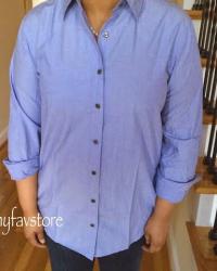 J. Crew Sequin Side-Stripe Shirt in Blue