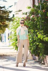 Weekend Style: Asymmetrical Scarf and Flared Pants