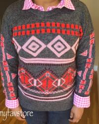 J. Crew Abstract Fair Isle Sweater 