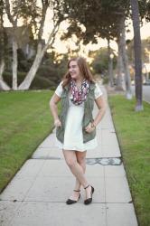 White Dress, Green Vest