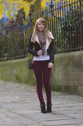 Merlot Skinny Jeans & Faux Fur Jackets