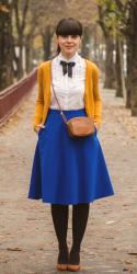 Preppy in mustard and cobalt blue