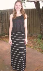 Comfortable Dressing: Black Maxi Skirts and Tanks. Animal Print, Sparkle and Stripes