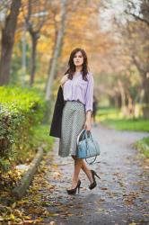 LADY LIKE: PURPLE BLOUSE AND SILVER BOTTOM