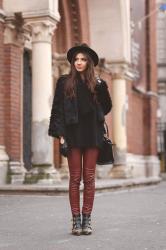 Burgundy leather