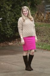 Cozy Sweater and Pink Skirt