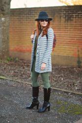 The Perfect Knee-High Black Boots With Stripes and Plaid