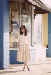 Calm Before the Storm: Knit Sweater & Pleated Skirt