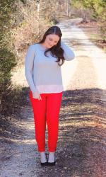 Red Ankle Zip Pants