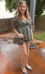 Summer Casual Denim Shorts and Printed Tops Outfits. Rebecca Minkoff Love and Louis Vuitton Speedy Bandouliere