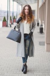 Grey long oversized coat