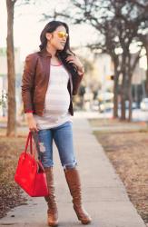 Contrast Hems + High-Heeled Knee-High Boots