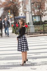 Merry Christmas | Checkered Skirt + Knit Sweater