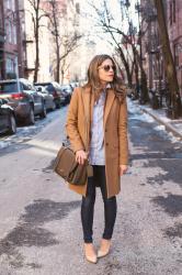 Casual Outfit | Camel Trench + Skinny Denim