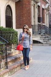 Casual Outfit | Peplum Blazer + Red Accents