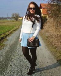 (OOTD) 21.2. Baby blue skirt & white sweater