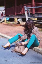 Chunky Houndstooth Sweater and Leopard Pumps 