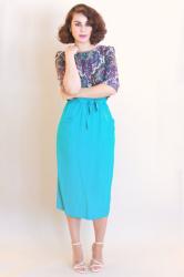 Paper Bag Skirt & Purple Paisley