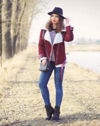 MAROON SHEEPSKIN JACKET