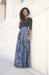 Long Sleeve Tee + Floral Maxi Skirt