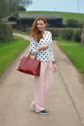 Minimal Chic | Black & White Polka Dots With Pastel Pink and Cherry Red