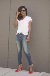 Plain White Tee + Ankle Length Jeans