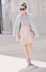 Blue Checker: Spring Jacket and Frill Hem Skirt