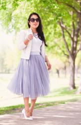 Grey Tulle + White Moto