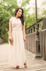 Lace Crochet Chiffon Maxi