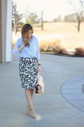 Black and white floral skirt 