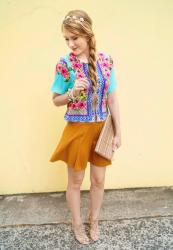 {Outfit}: Mustard and Aqua Color Combo