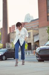 Flowy Oversized Shirt and Raw Hem Jeans  