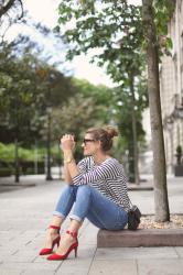 Back to basics : red + stripes + khaki