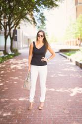 Navy Peplum Top