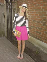 STRIPE TOP + PINK SKIRT 