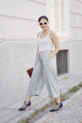 Pantalones culotte de rayas