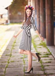 striped dress with flower headband