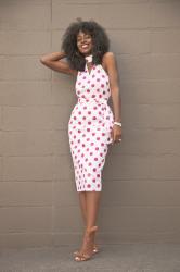 Polka Dot Halter Midi Dress